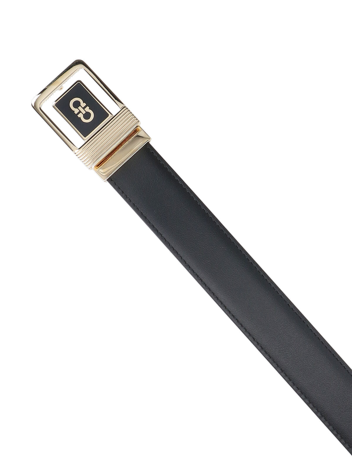 Reversible Logo Belt In Black Calfskin On One Side