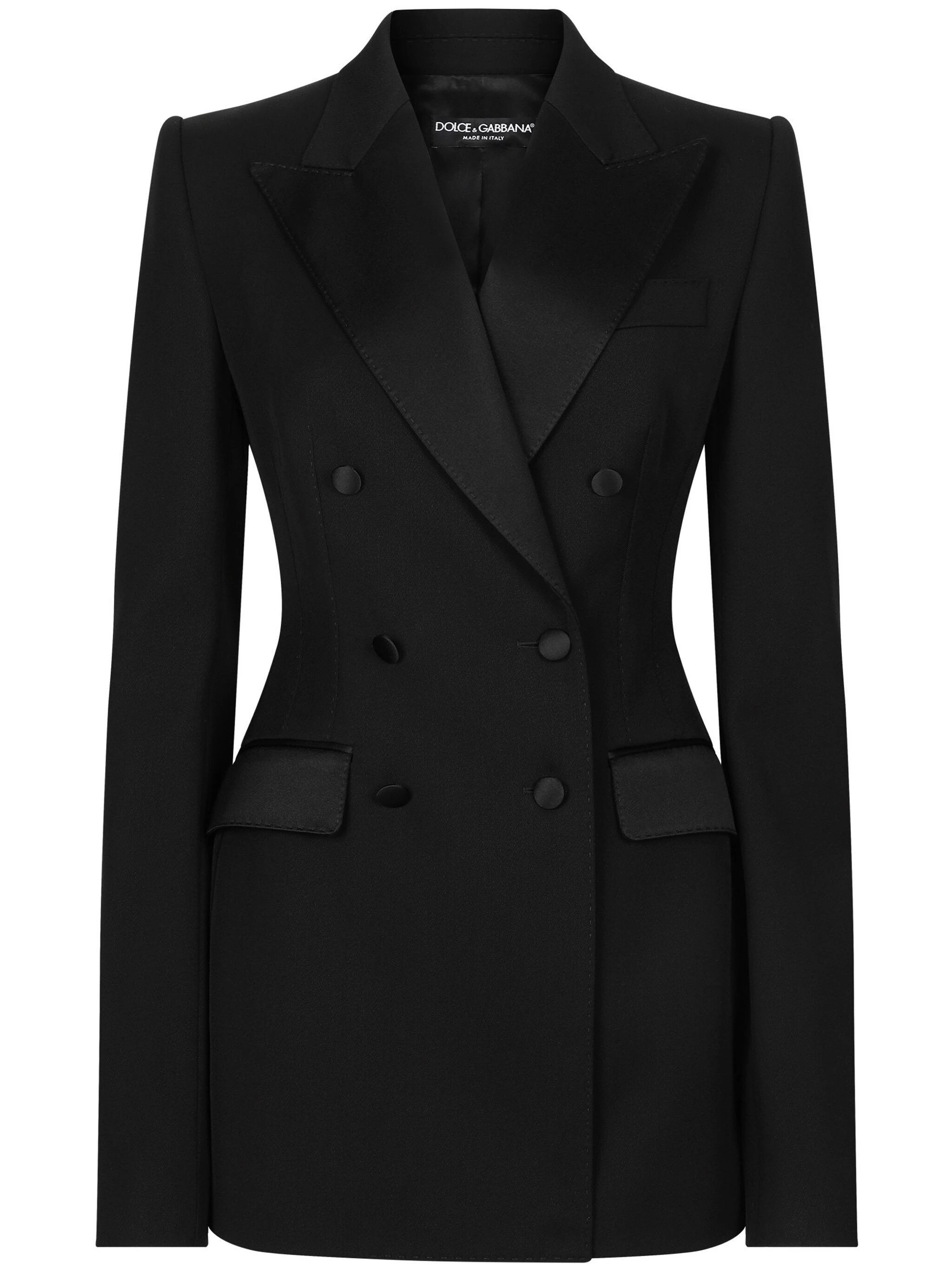 Double-Breasted Black Silk Virgin Wool Blazer