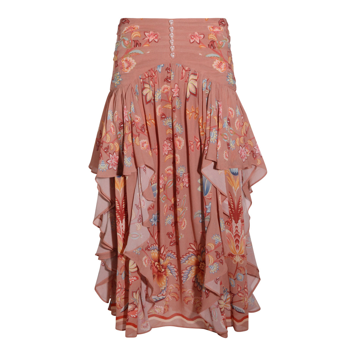 High-Waisted Midi Skirt With Asymmetrical Hem