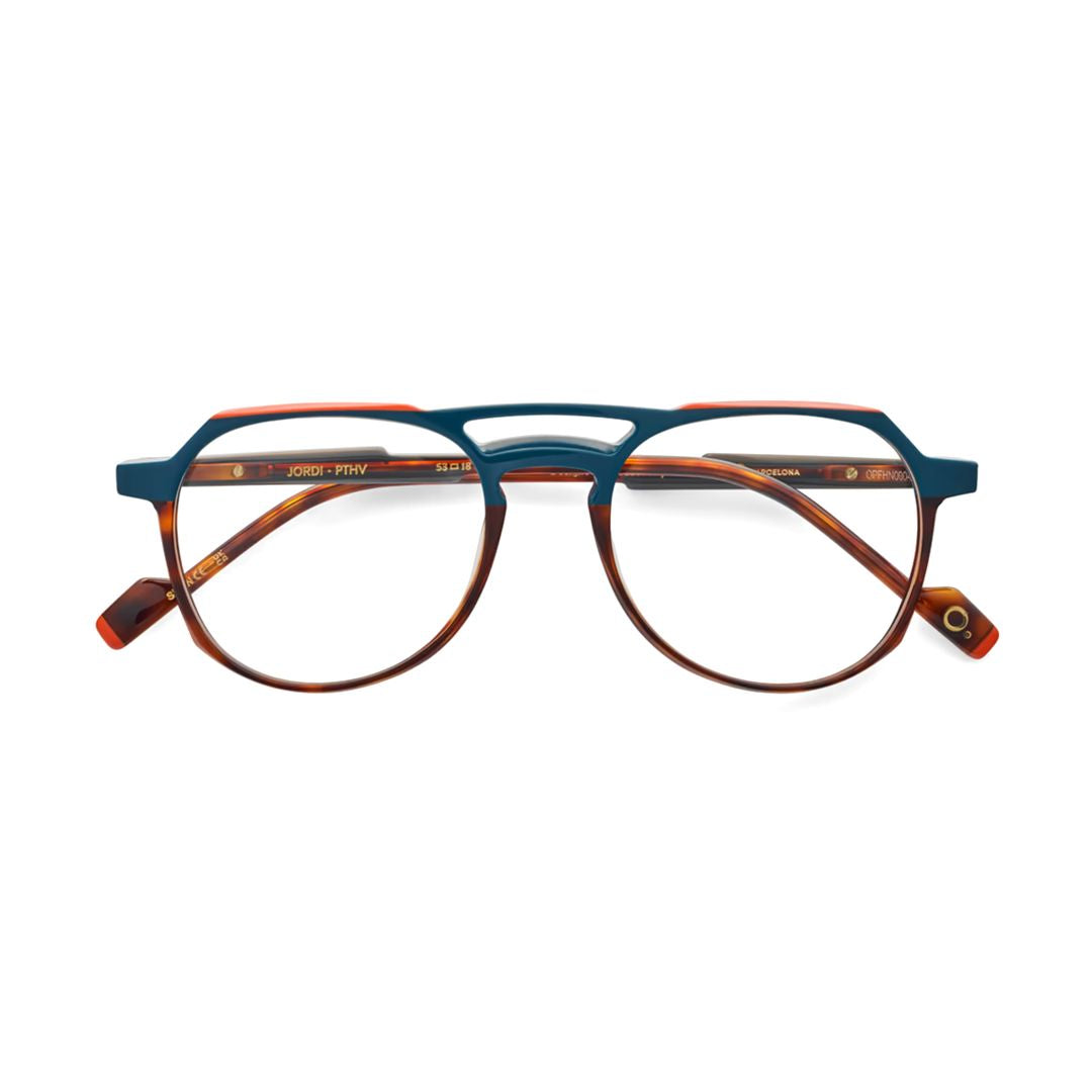 Jordi Two-Tone Rounded Frame Eyeglasses with Keyhole Bridge