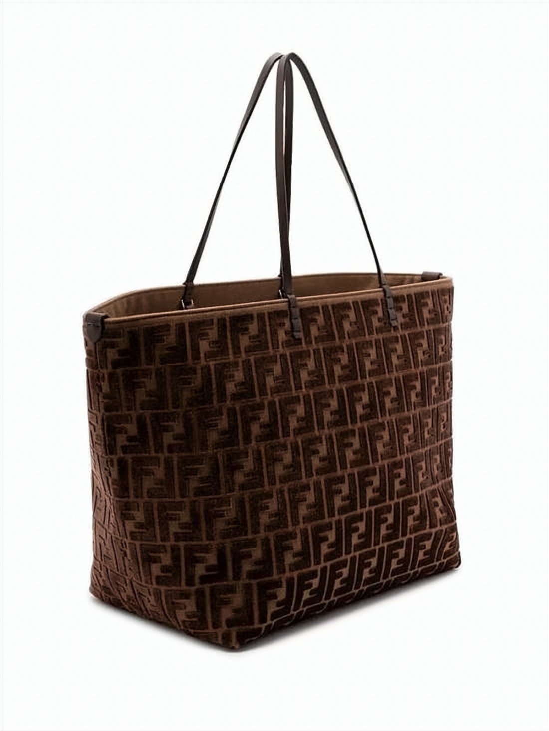 Trapezoidal Brown Calf Leather Tote Bag