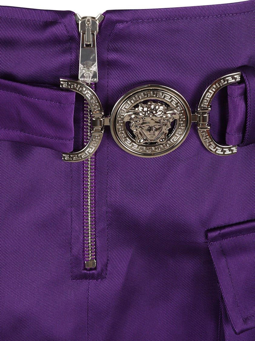 High-Waisted Purple Skirt With Statement Belt