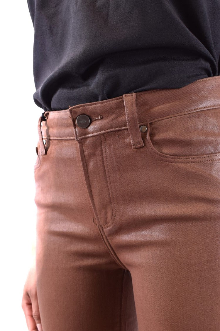 High-Waisted Flared Jeans In Cognac With Finish