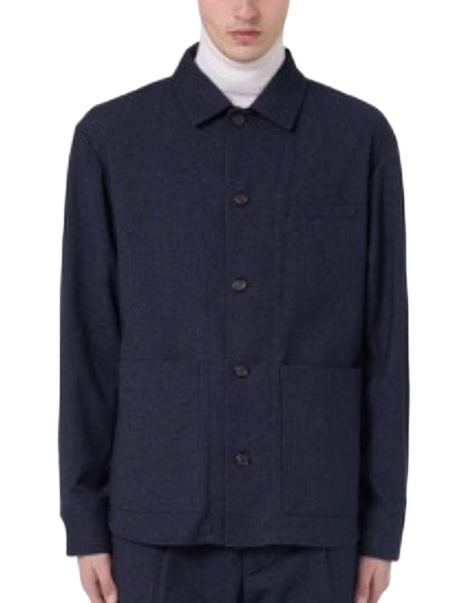 Three-Pocket Shirt Jacket With Classic Collar