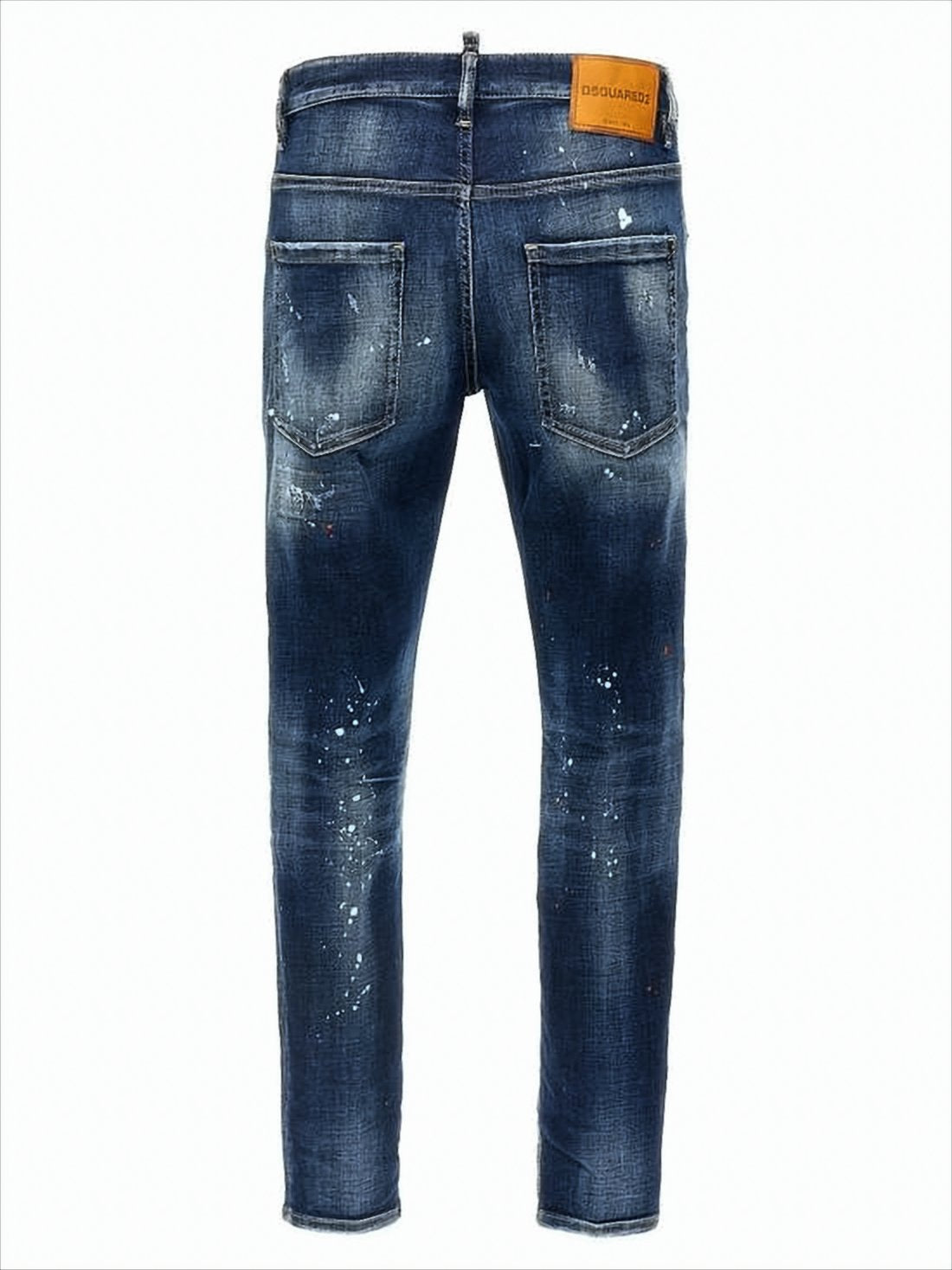 Distressed Dark Blue Slim-Fit Denim Pants