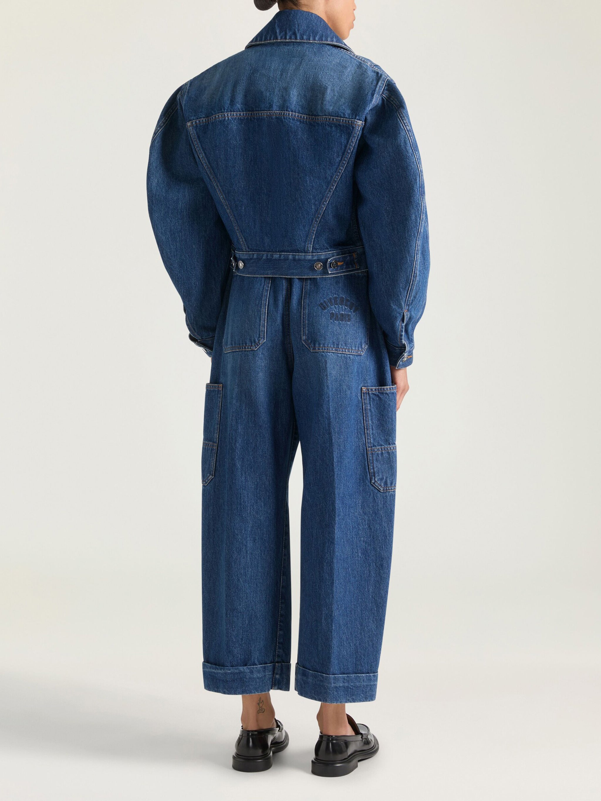Cropped Blue Denim Puffed Sleeve Jacket