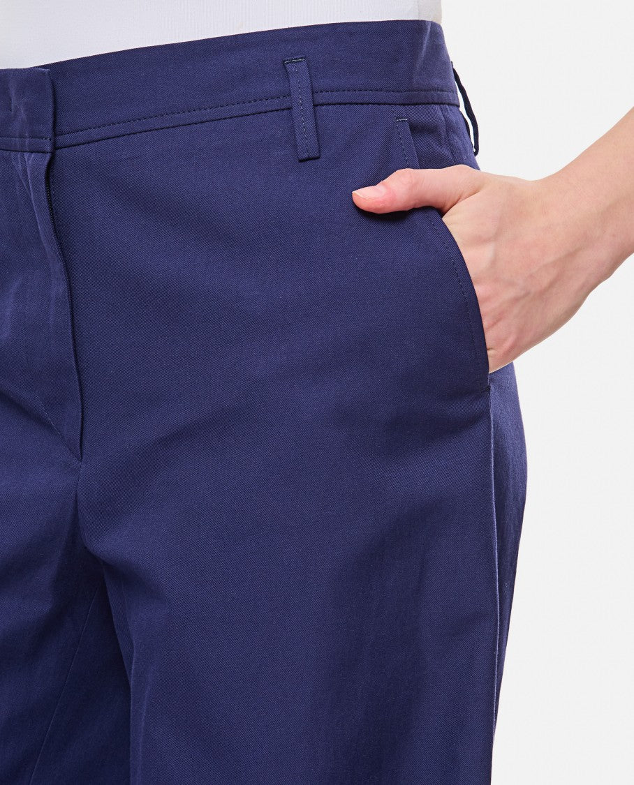 Relaxed-Fit Blue Cotton Wide Trousers