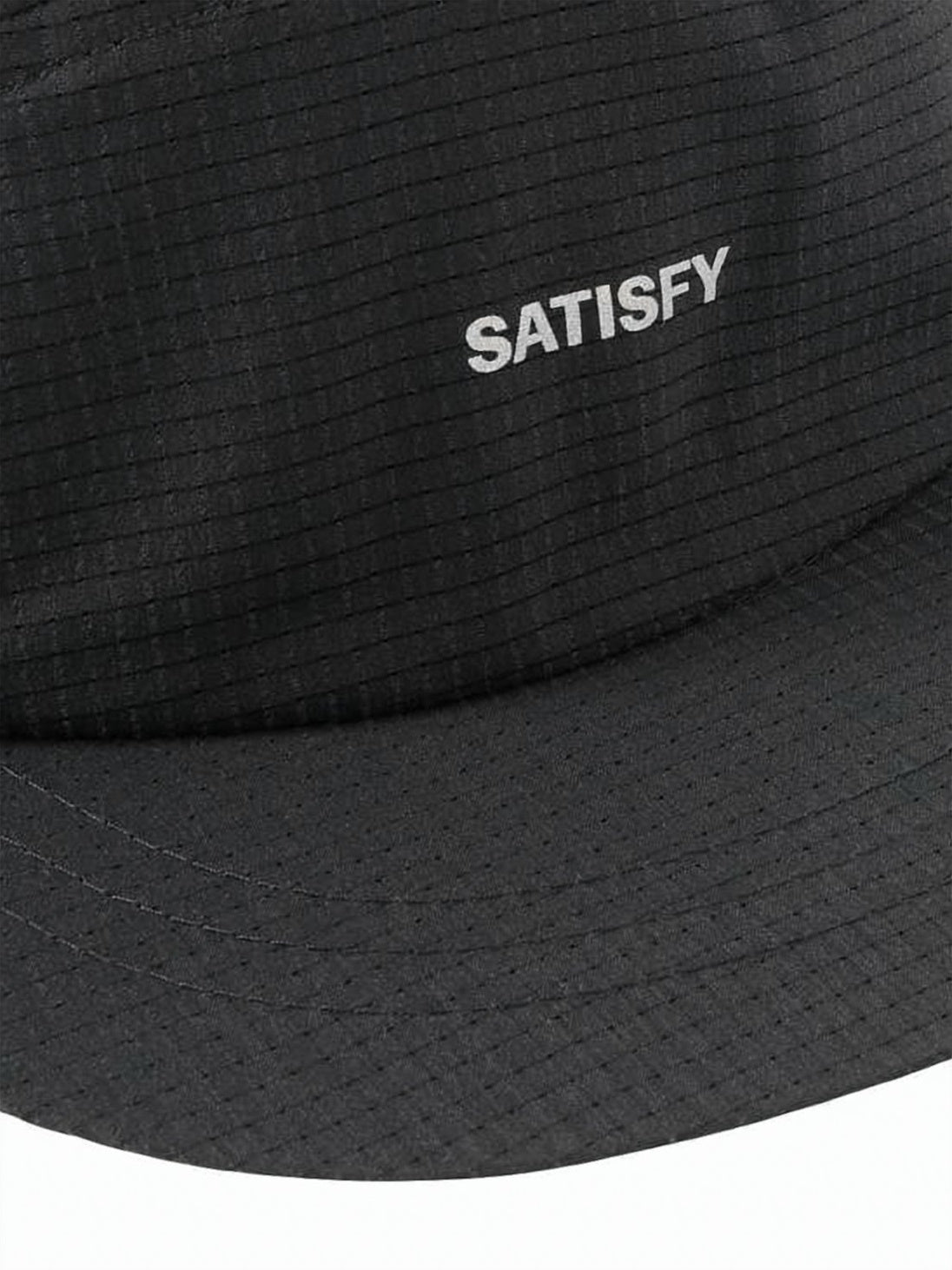 Structured Black Polyester Cap with Subtle Grid Texture