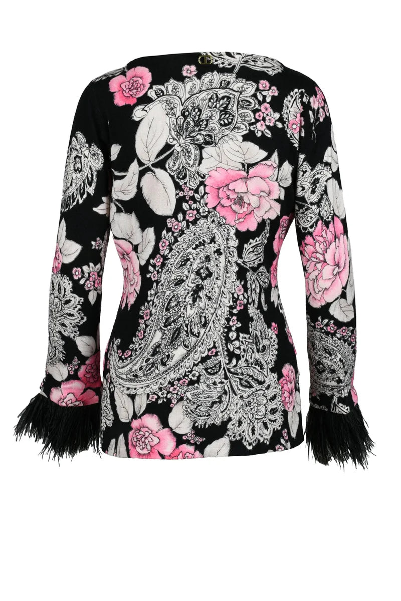 Underlayer Sweater with Feathers - Black/Pink