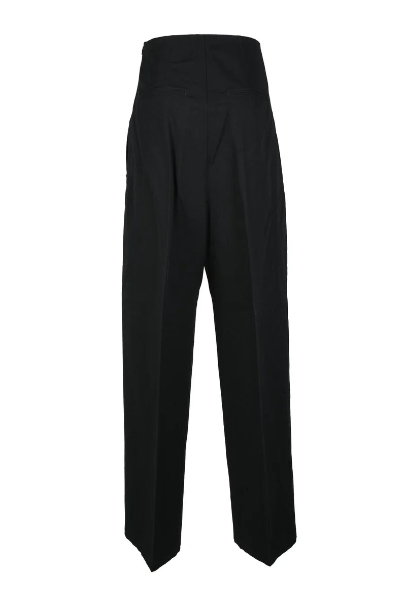High-Waist Black Trousers with Wide-Leg Silhouette