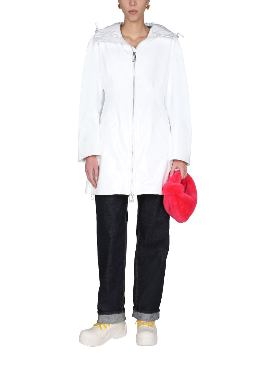 Hooded High Neck Parka with Front Zipper Closure