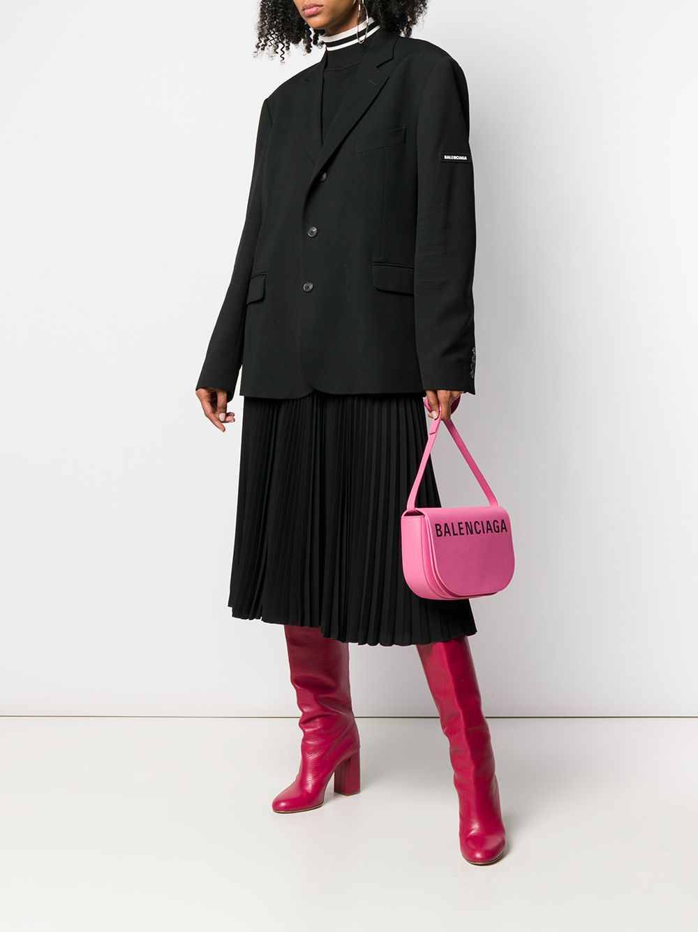 Fluid Viscose Gabardine Jacket with Notch Lapel and Button Detailing