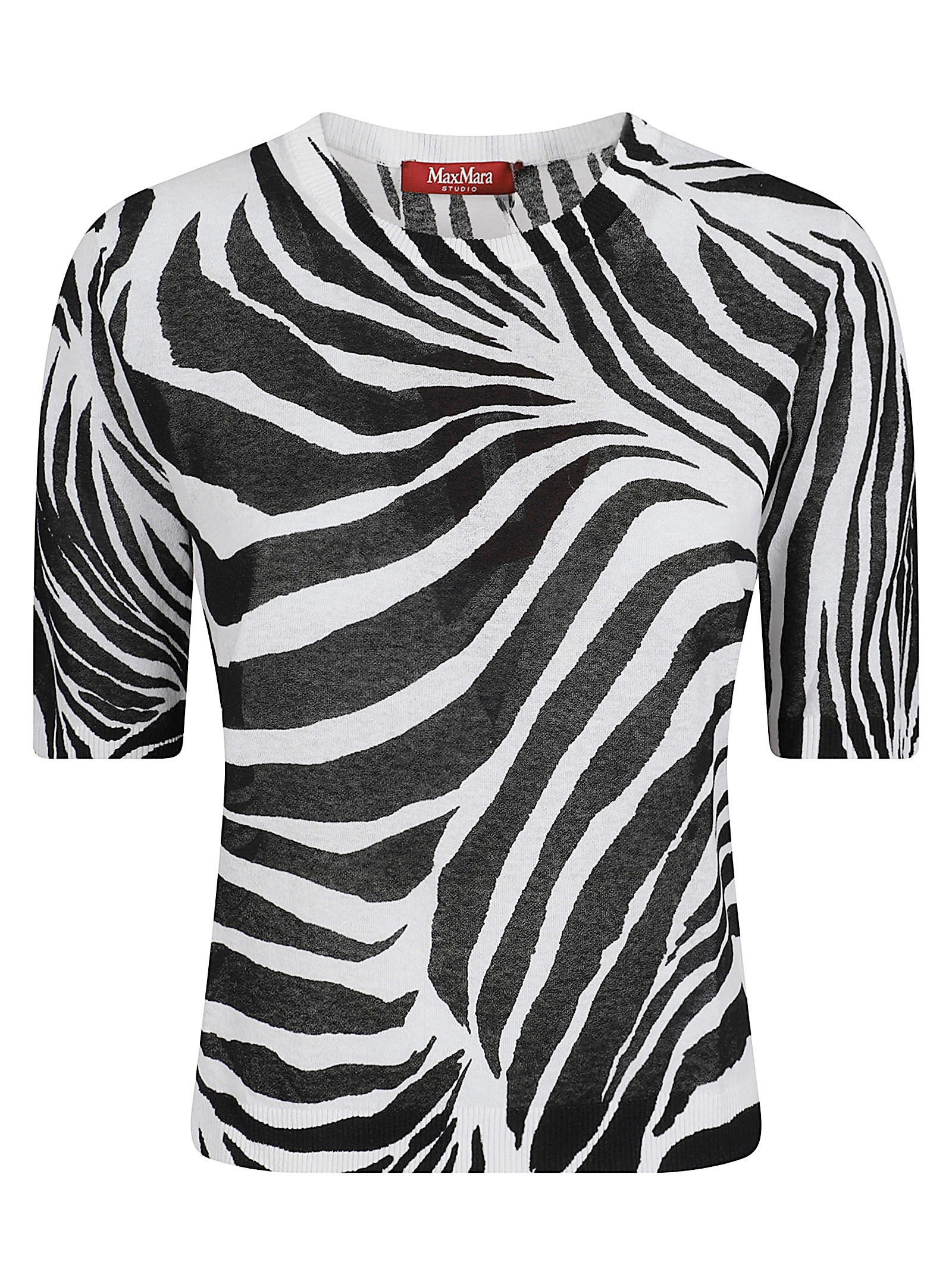 Fitted Zebra Print Top with Short Sleeves