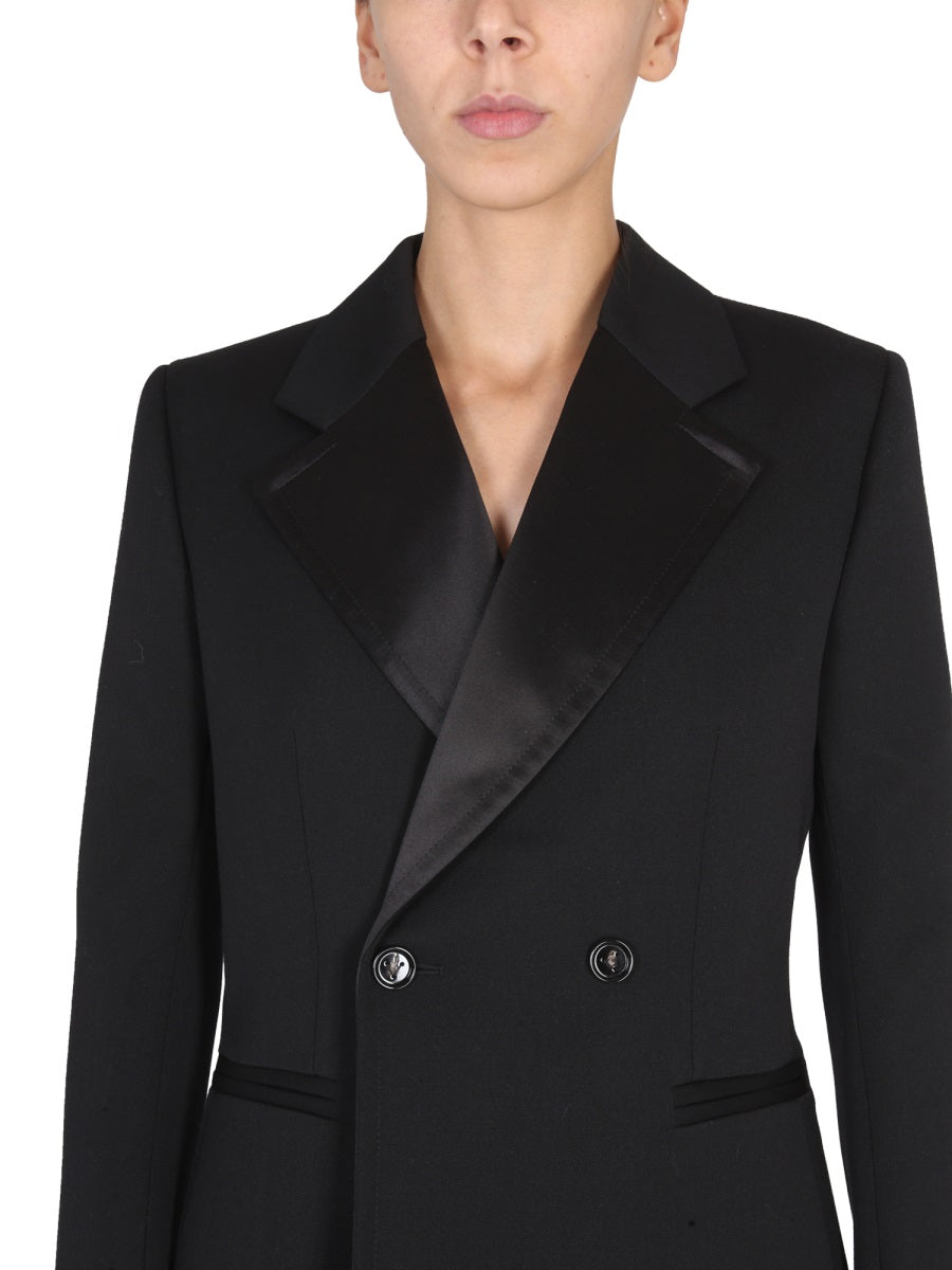 Wool Jacket with Satin Chintz Lapels