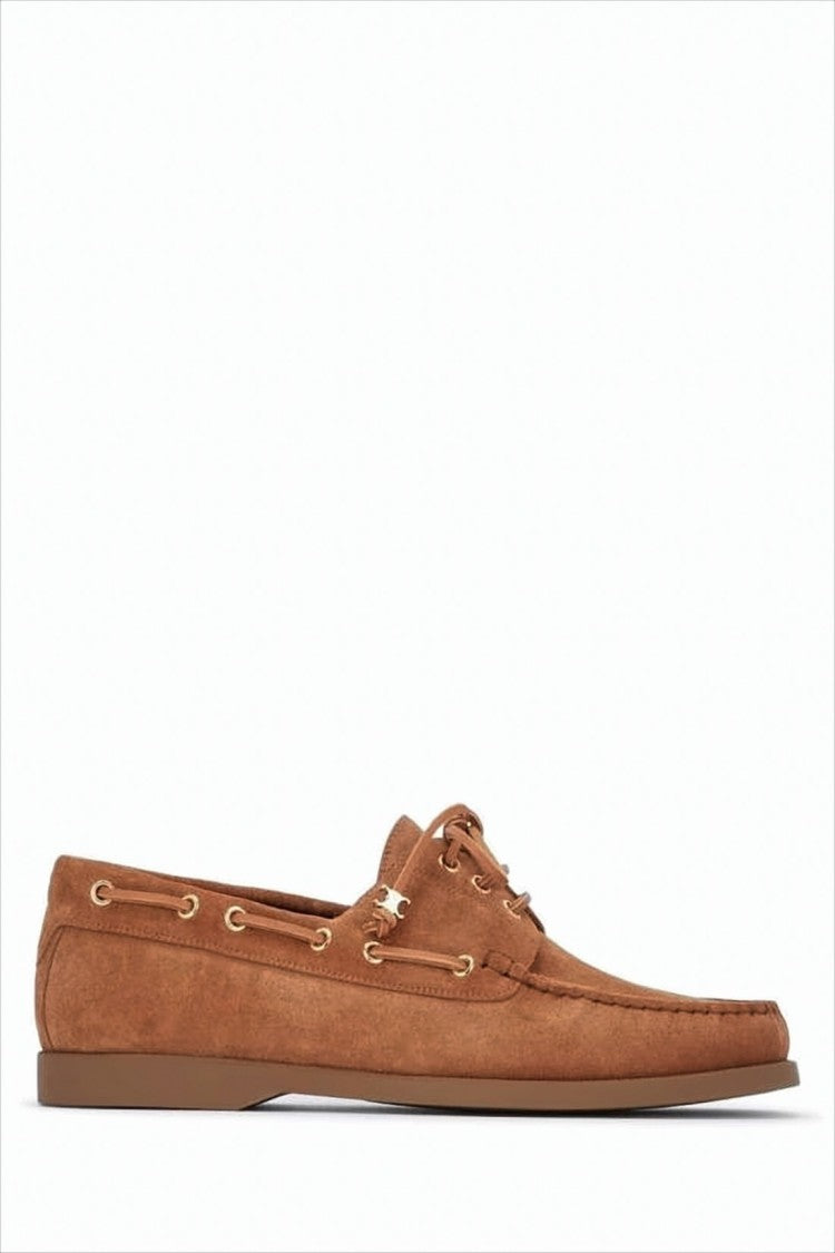 Contemporary Calf Leather Loafers With Suede Finish And Lace-Up Detail