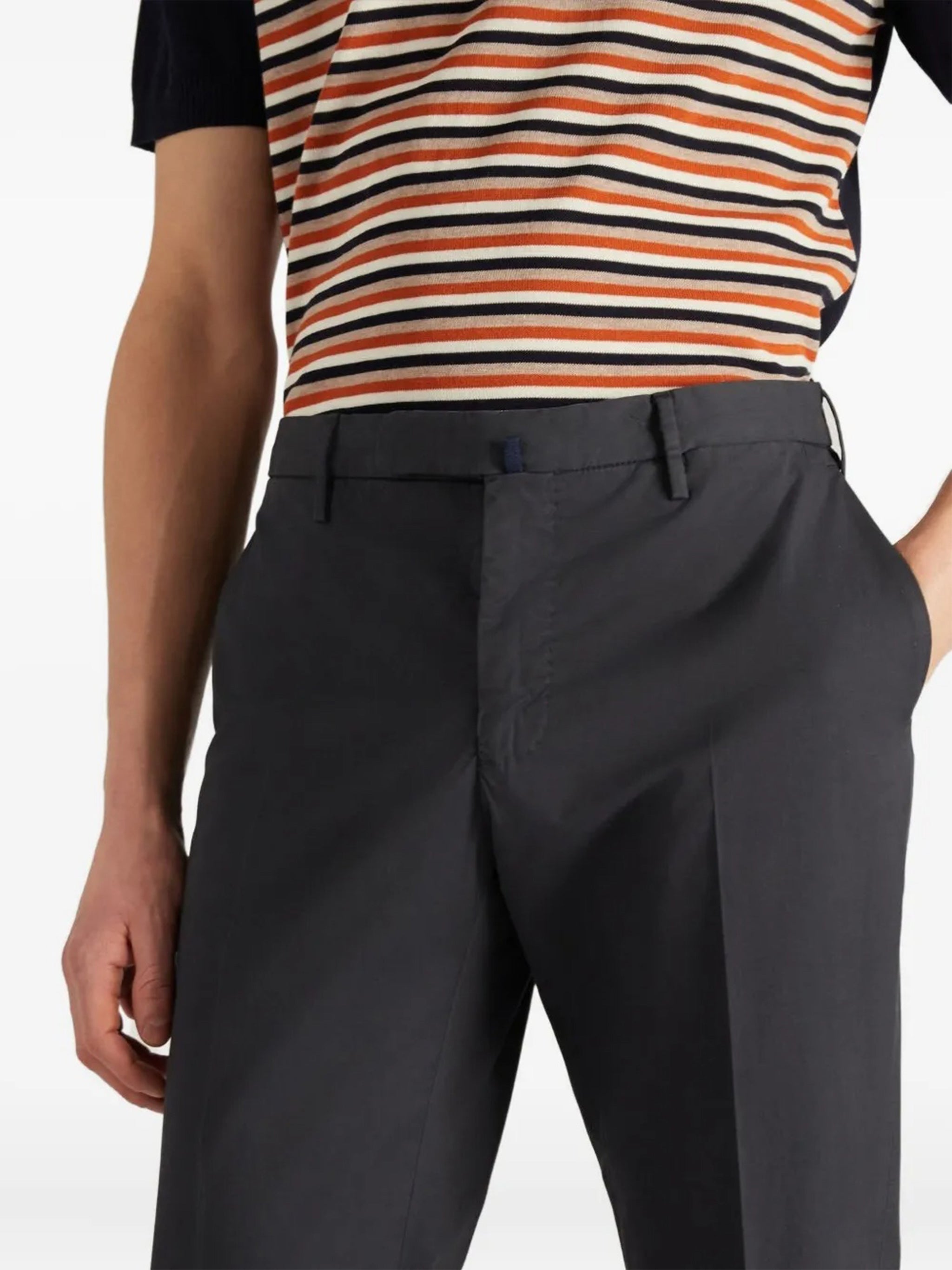 Neutral Slim Fit Tailored Cotton Pants