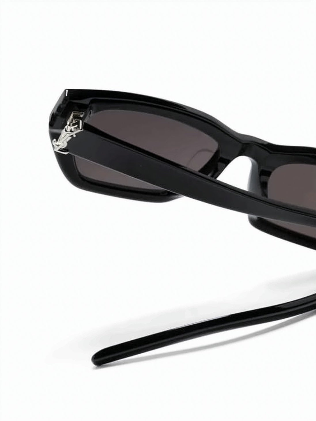 Black Narrow Rectangular Glossy Acetate Sunglasses