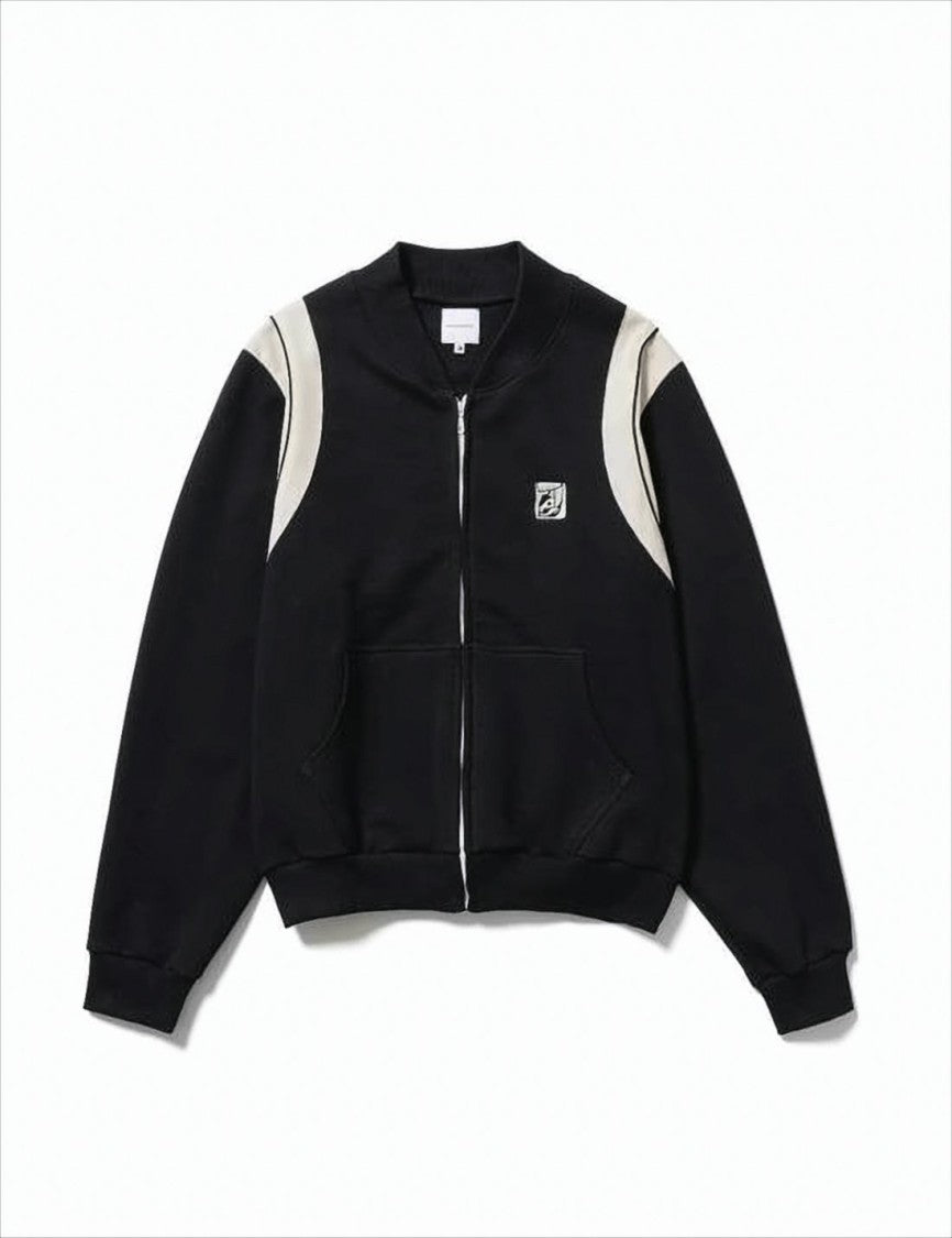 Contrast Panel Bomber Jacket With Emblem