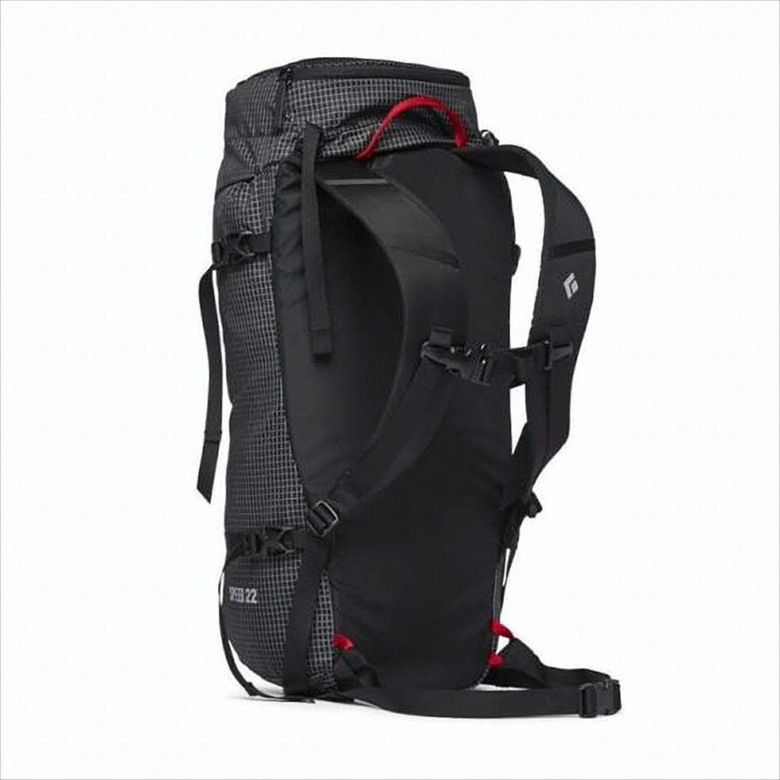 Grid-Patterned Nylon Backpack With Compression Straps And Padded Shoulder Support
