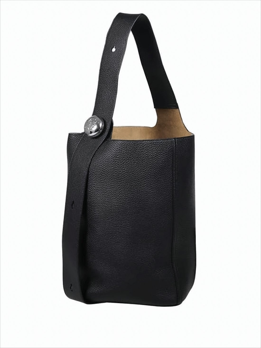 Textured Black Calf Leather Tote Bag