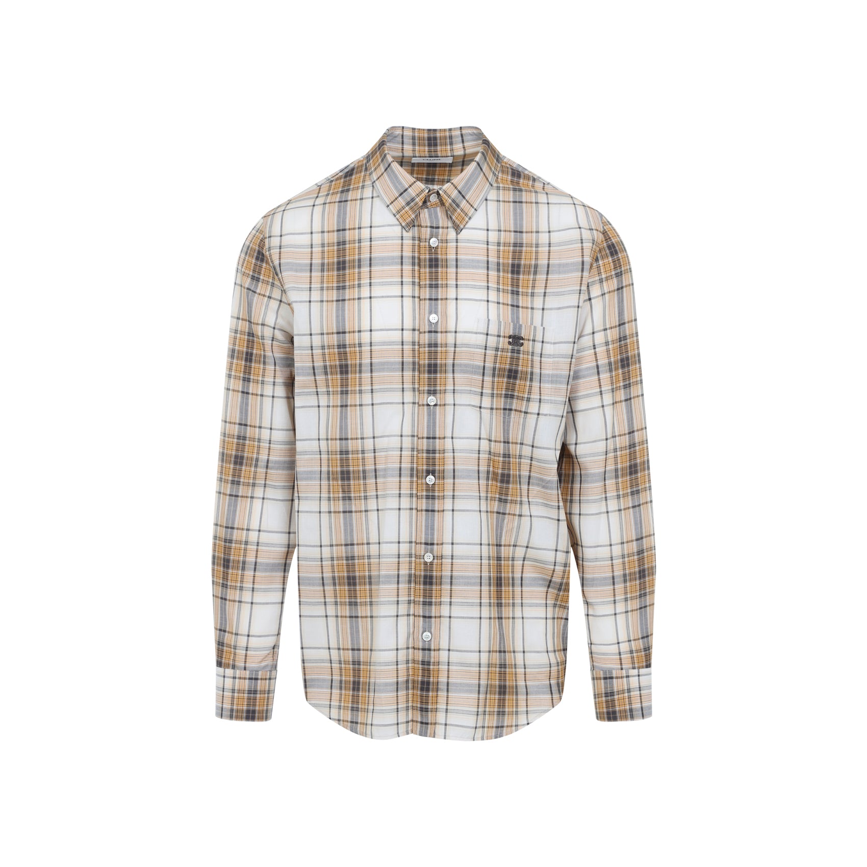 Loose-Fit Checked Shirt With Pointed Collar