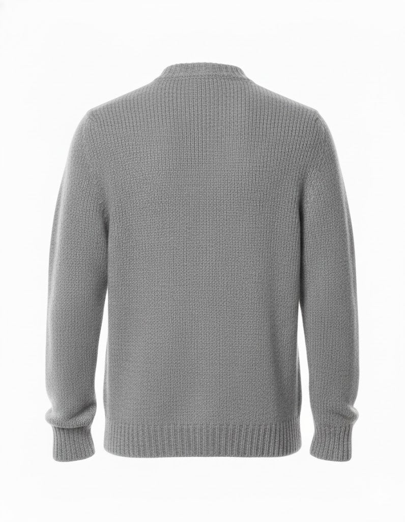 Men’S Grey Wool-Blend Crewneck Sweater