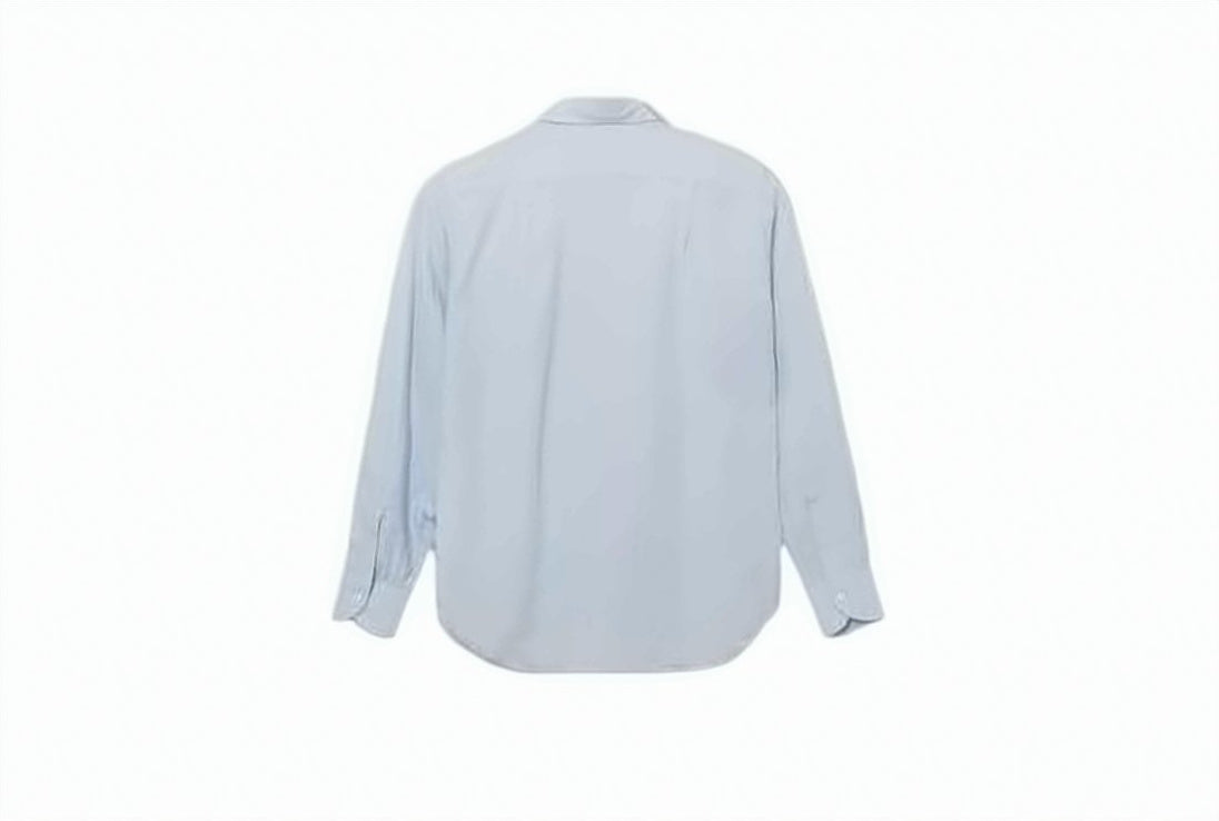 Long-Sleeve Blue Linen Shirt with Classic Collar