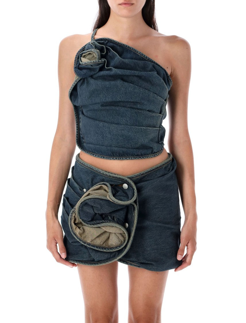 Floral Detail One-Shoulder Top
