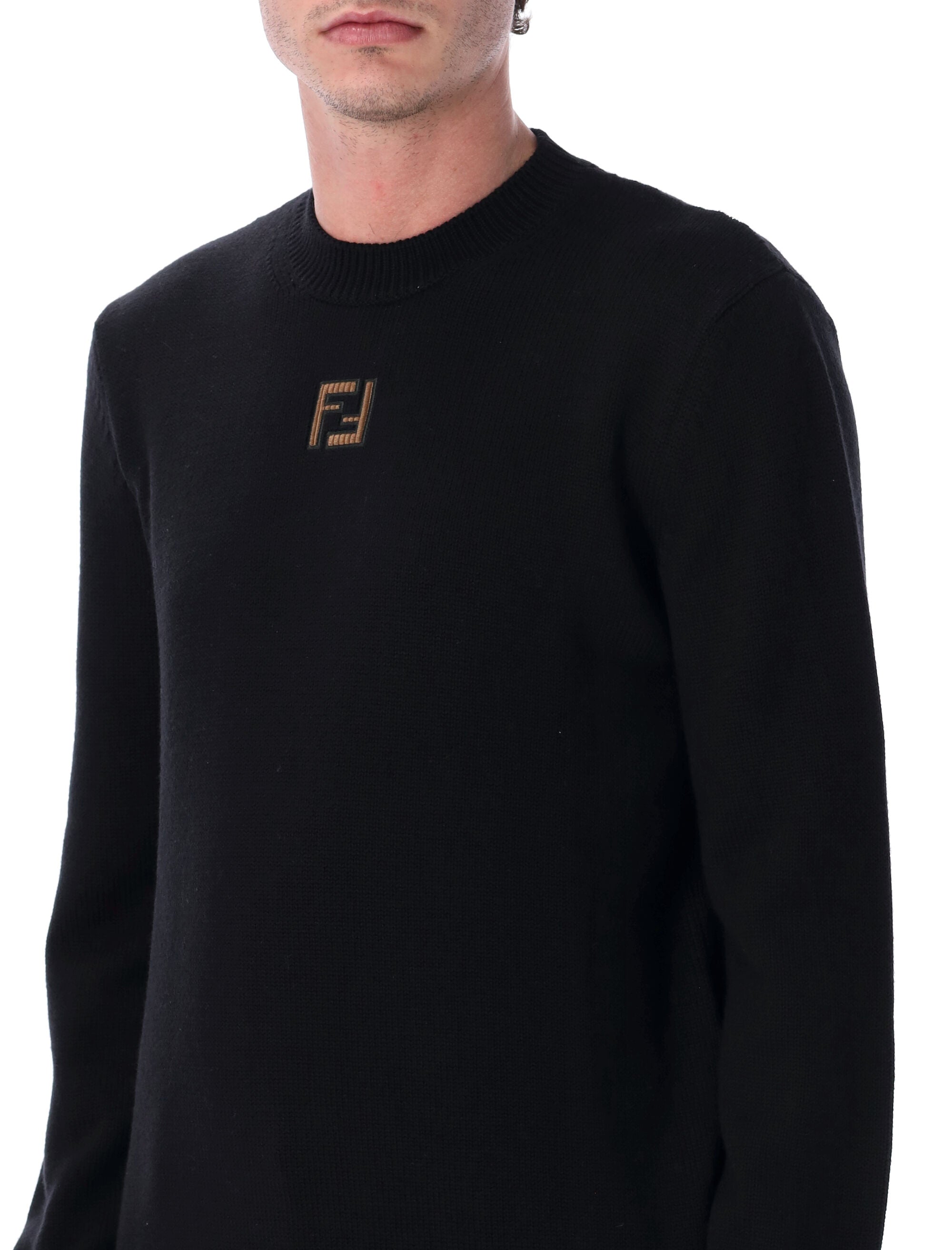 Black Wool Knit Ff Pullover