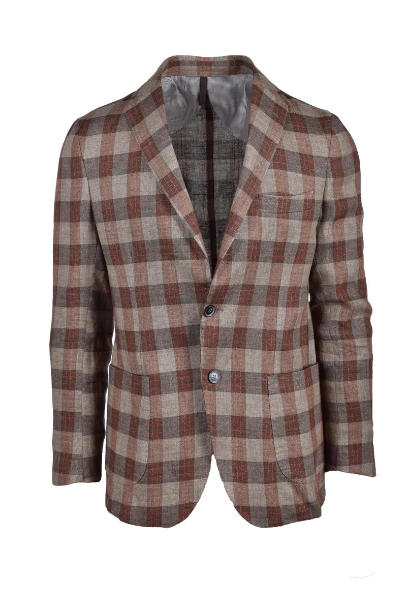 Checkered Brown Linen Jacket