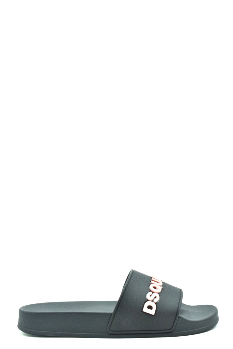 Contemporary Black Slides With Contrasting Raised Lettering