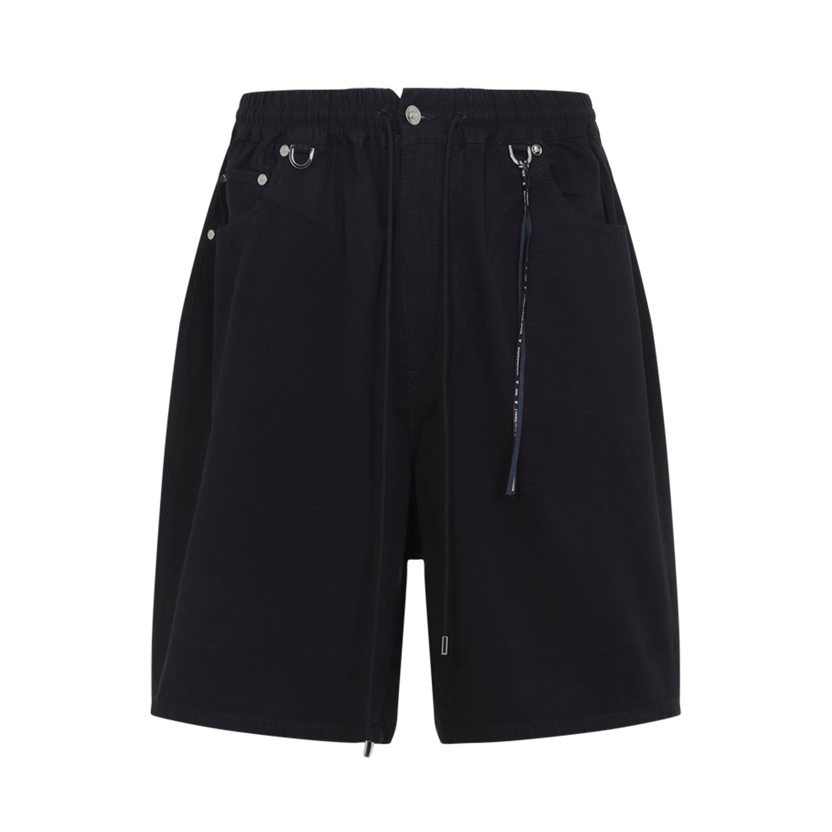 Relaxed Fit Black Cotton Shorts