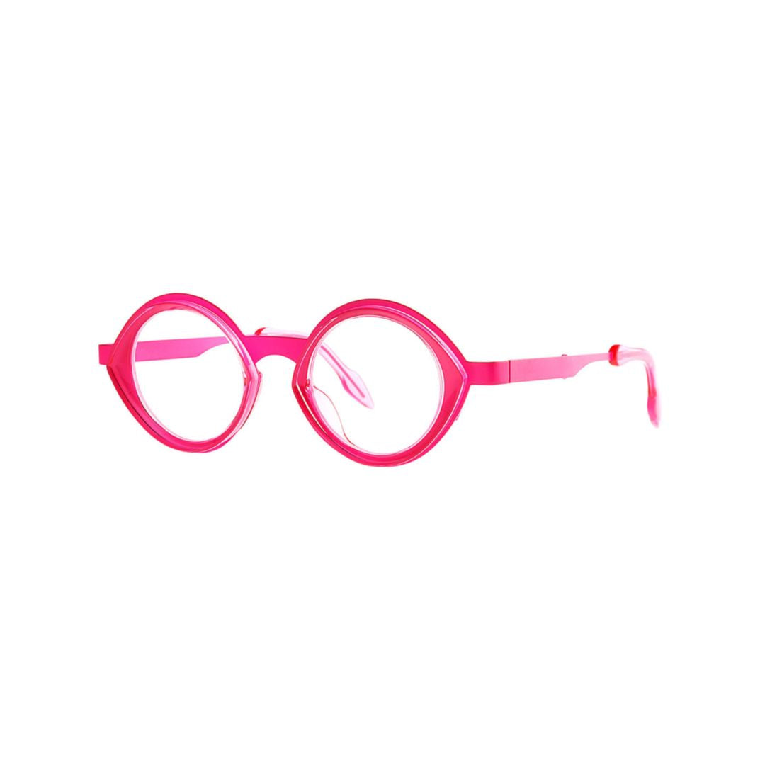 Pipe 013 Fluo Pink + Transparent Shocking Pink Round Frame Sunglasses