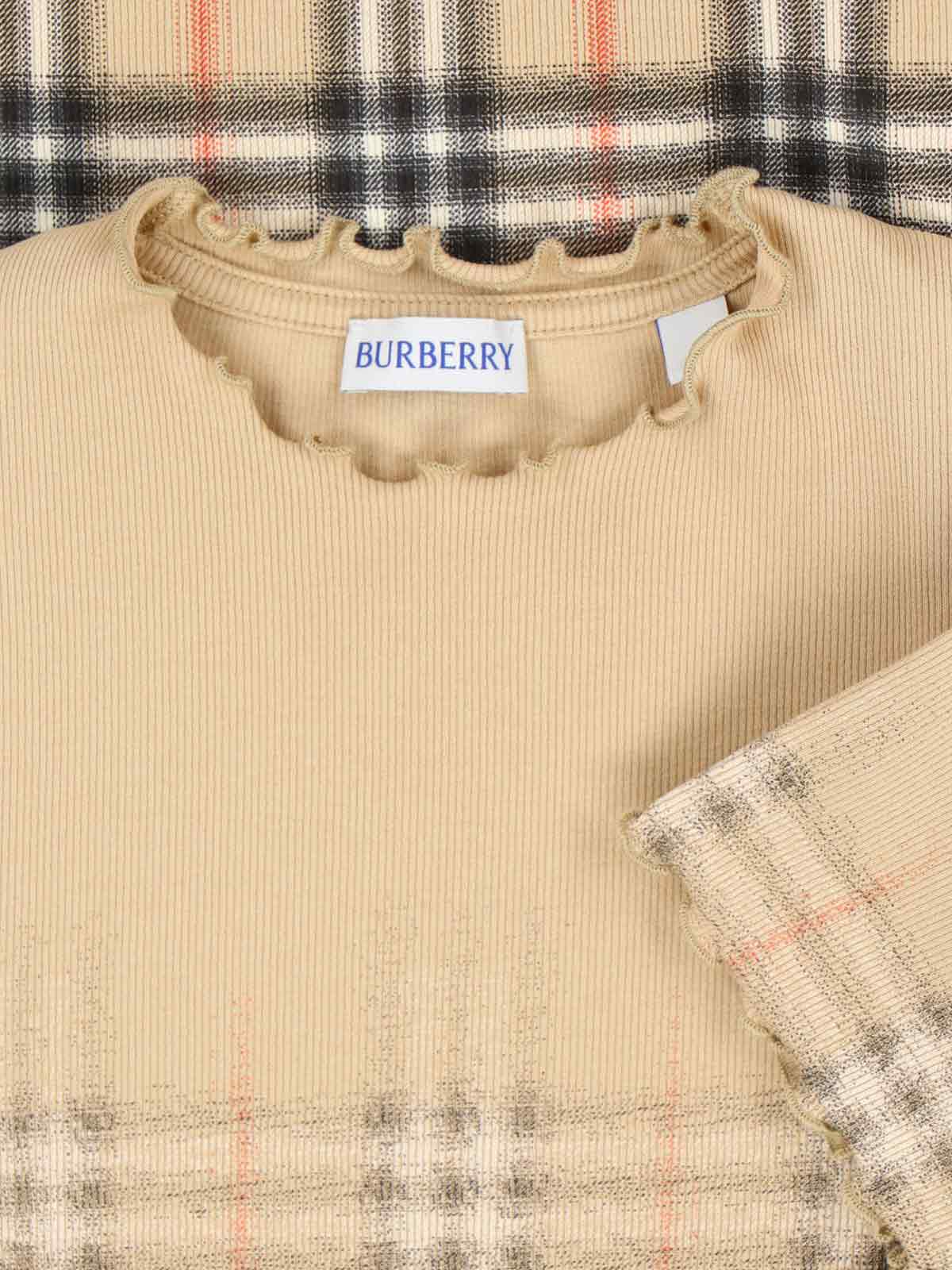 "Check" Sweater In Beige Stretch Cotton