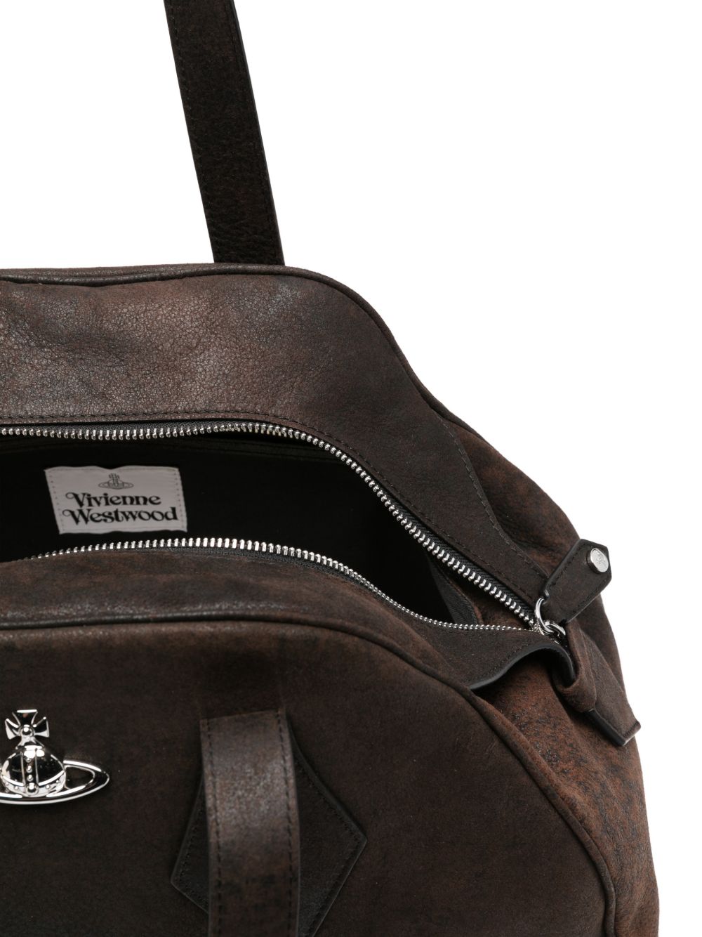 Brown Orb Detail Zip Bag