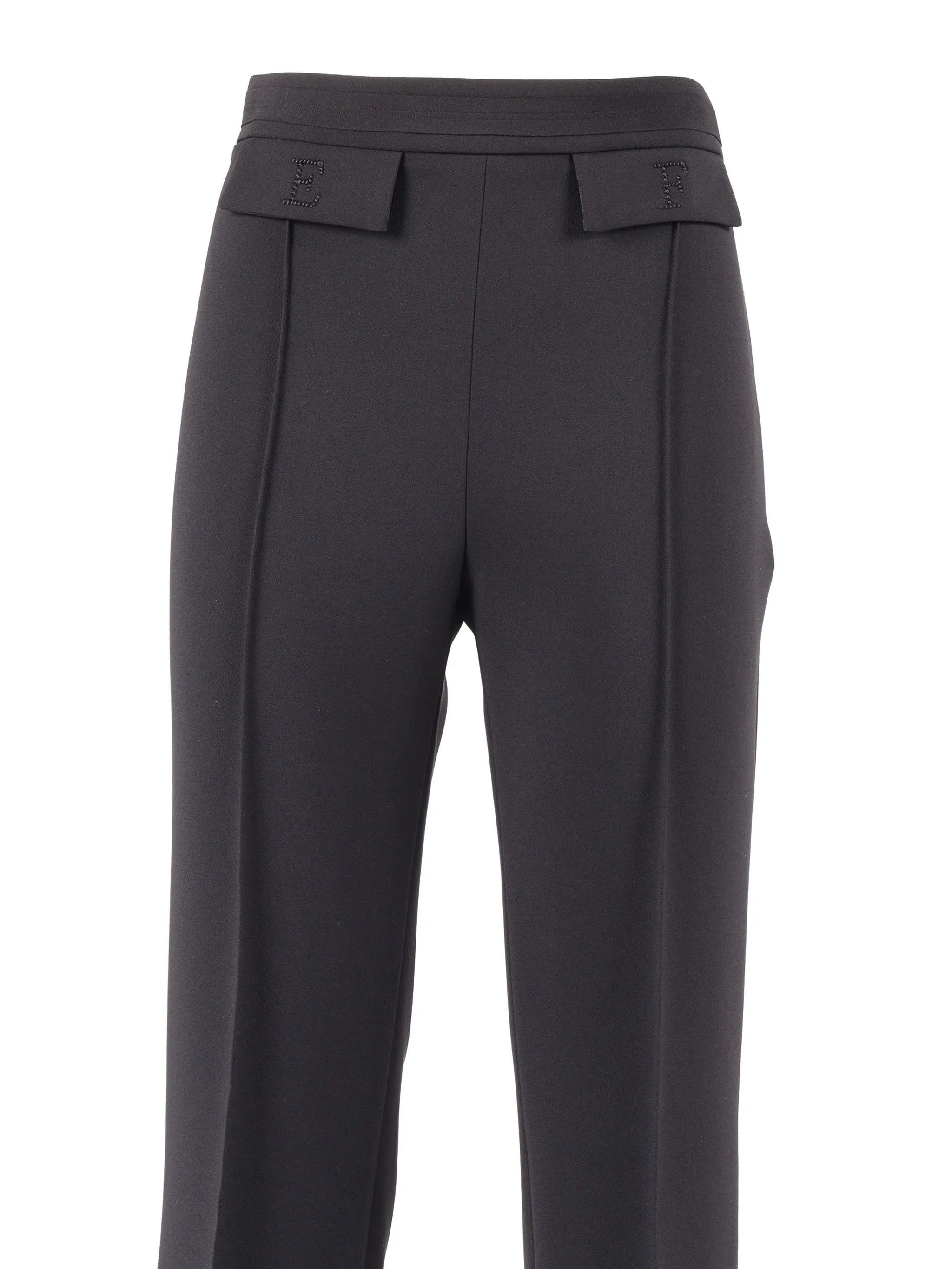 High-Waist Black Structured Wide-Leg Pants