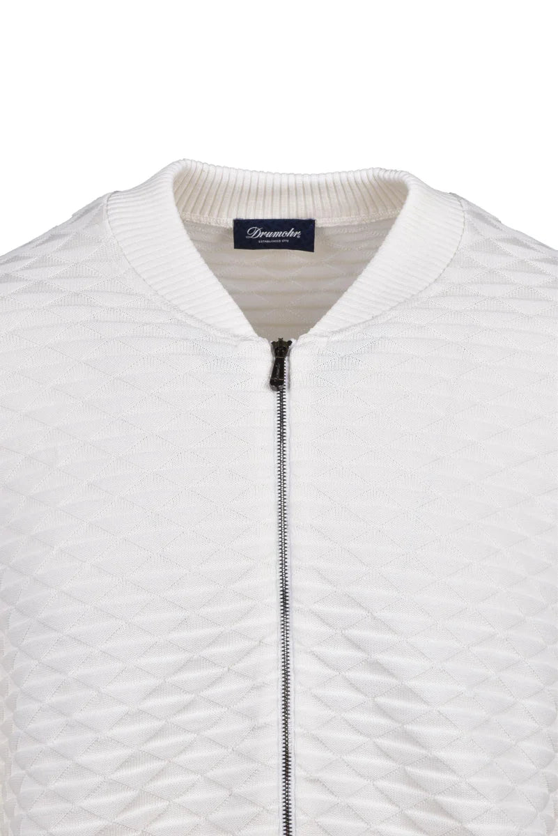 Cotton Zip Cardigan - White