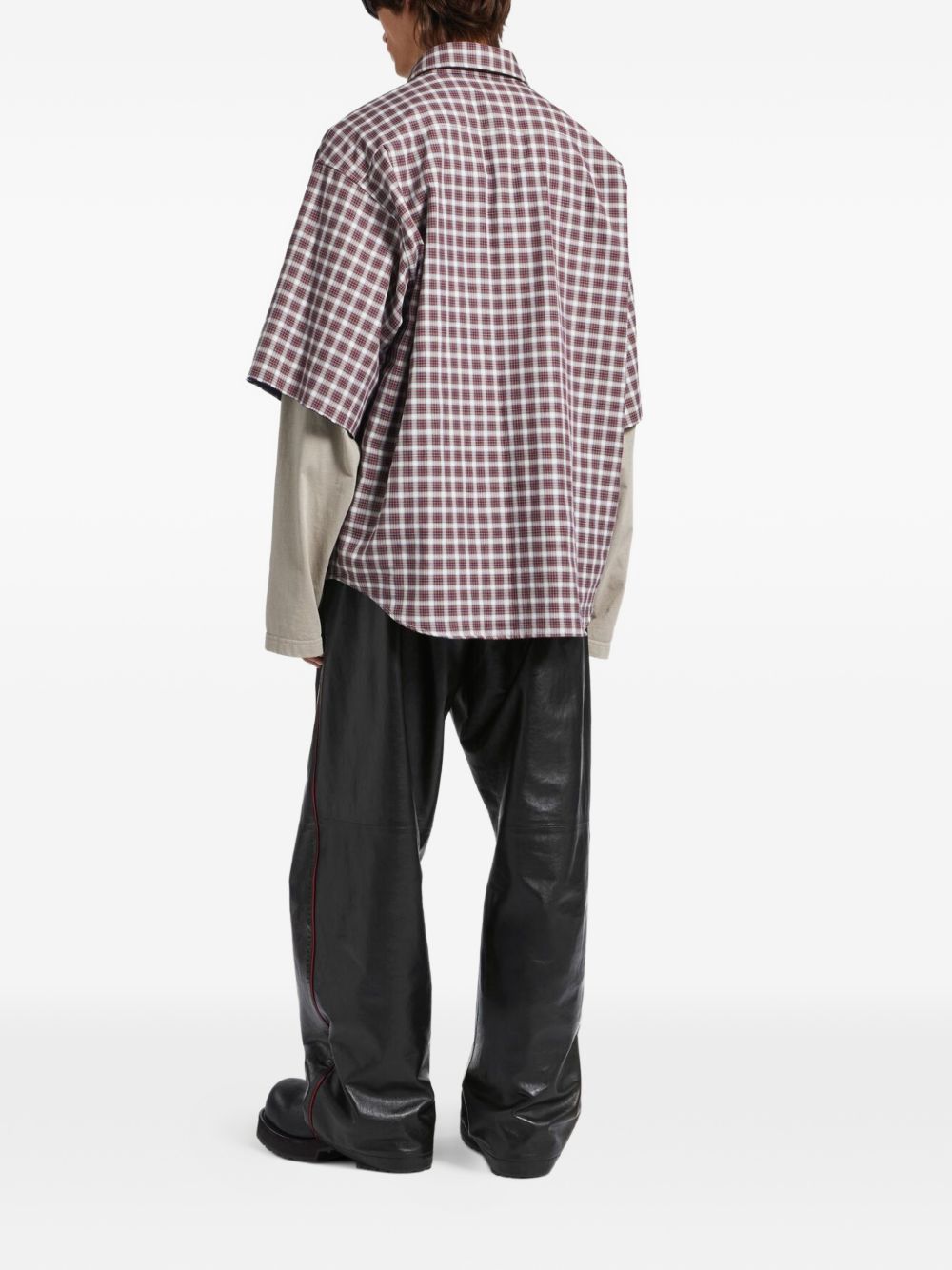Layered Checkered Shirt With Classic Collar