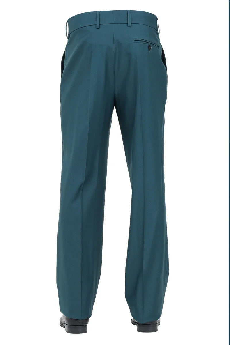 Virgin Wool Stretch Pants - Forest Green