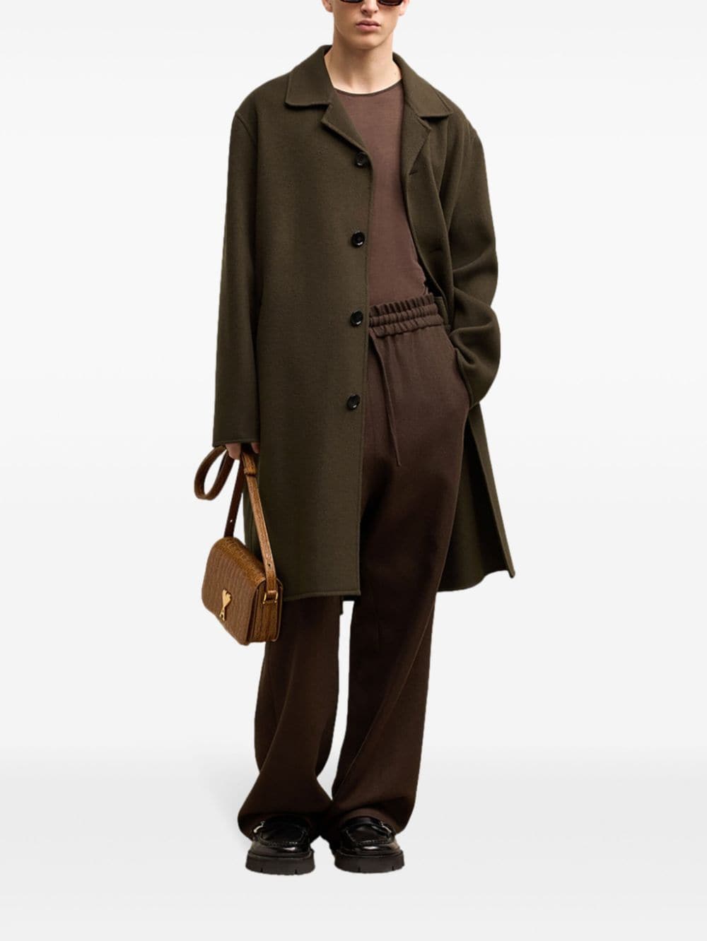 Coffee Brown Wool-Cashmere Blend Coat