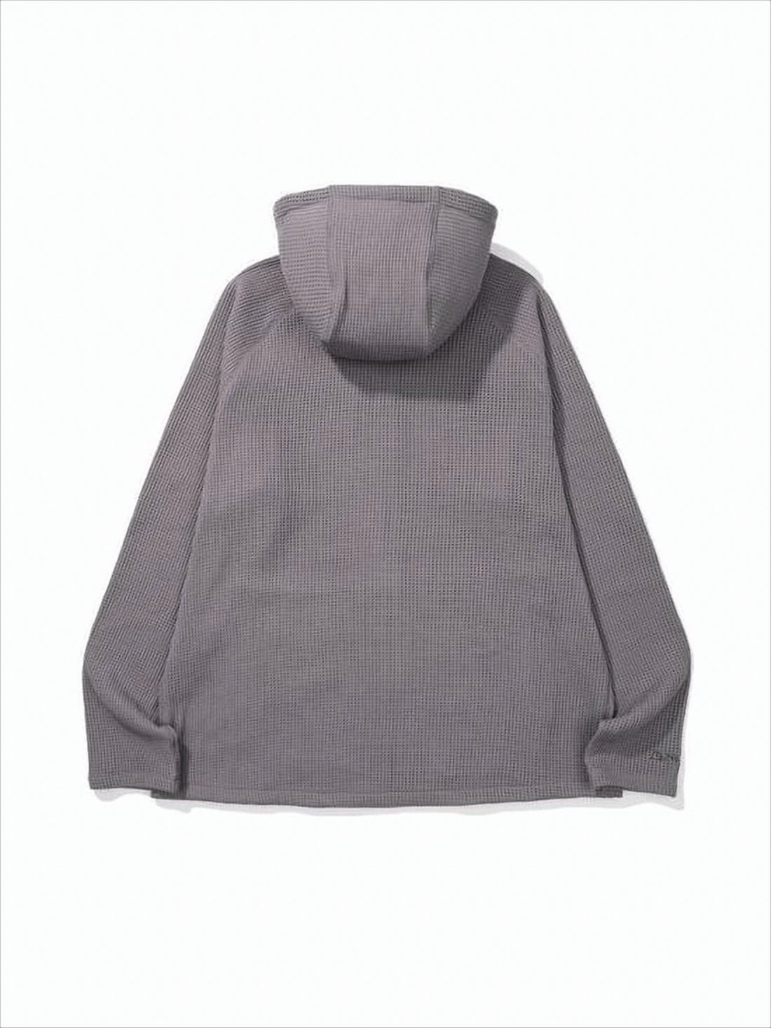 Hooded Grey Jacket with Textured Ribbed Design