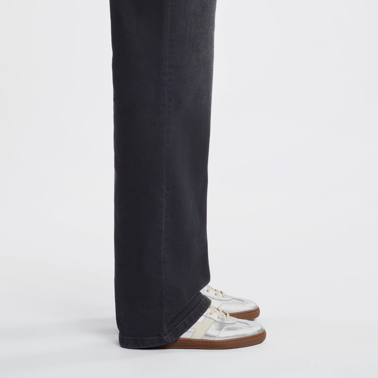 Contemporary Lace-Up Sneakers With Metallic Silver Finish