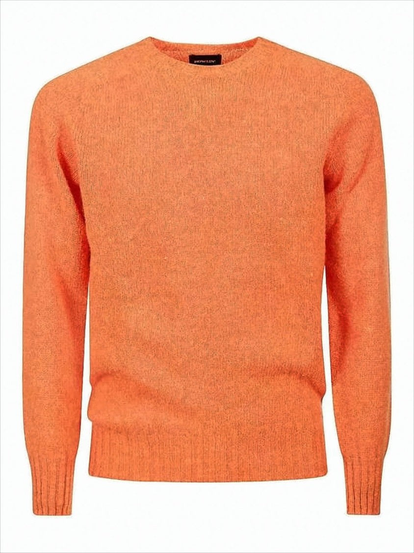 Orange Wool Sweater with Ribbed Details