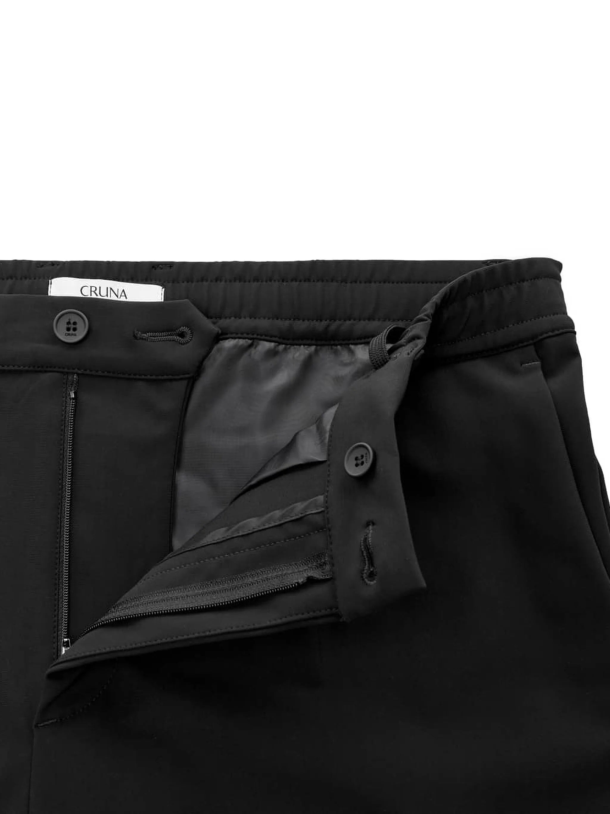 Tailored Black Flat Front Comfort Trousers