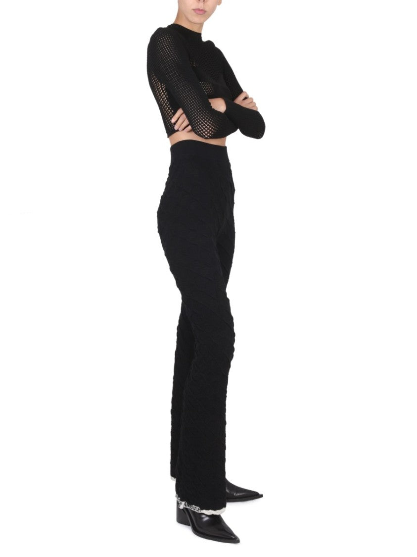 Fitted Black Pants With Textured Finish