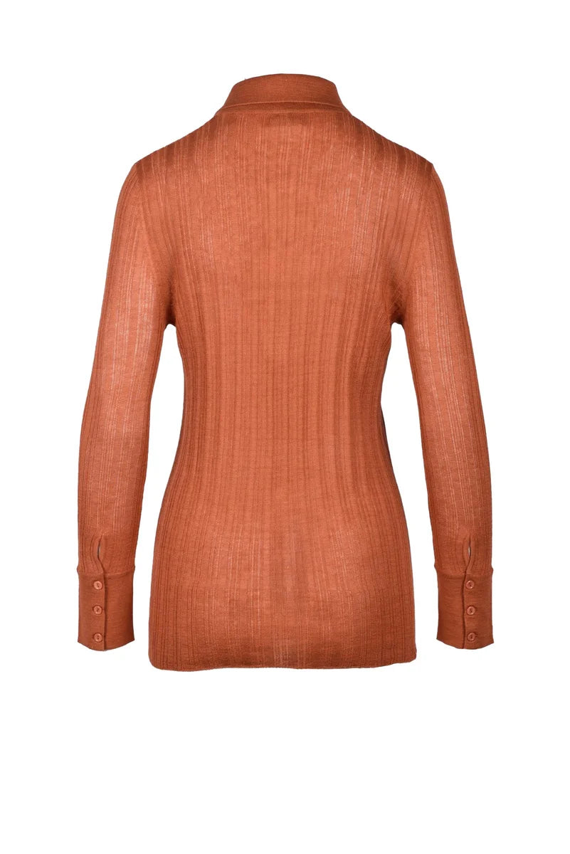 Ribbed Cardigan - Cognac