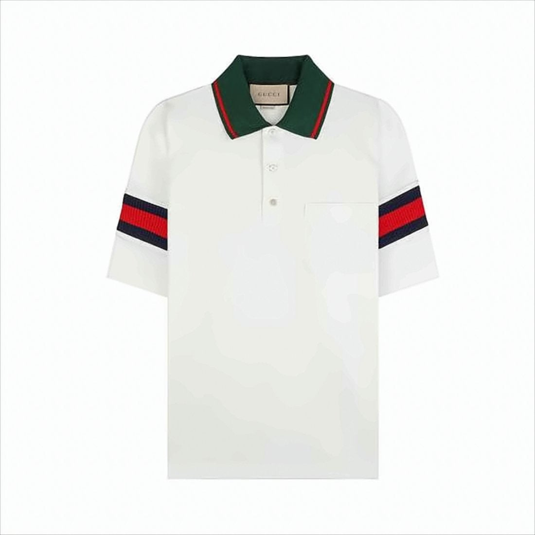 Short-Sleeve White Polo Shirt with Contrasting Collar