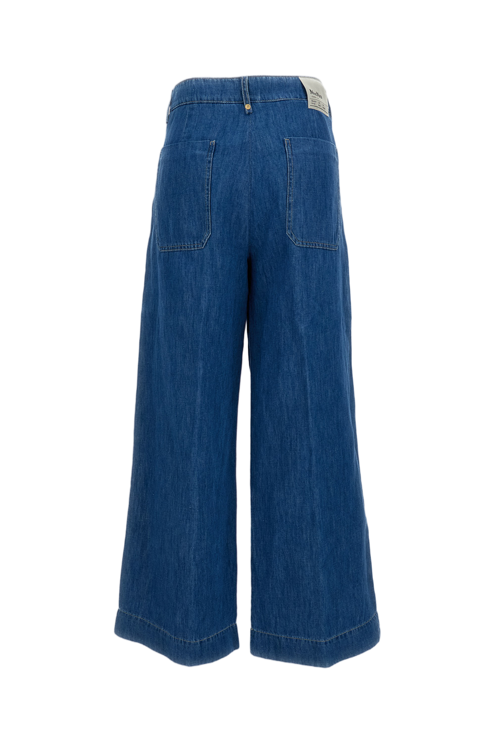 Blue Denim Astice Cotton-Linen Wide-Leg Jeans