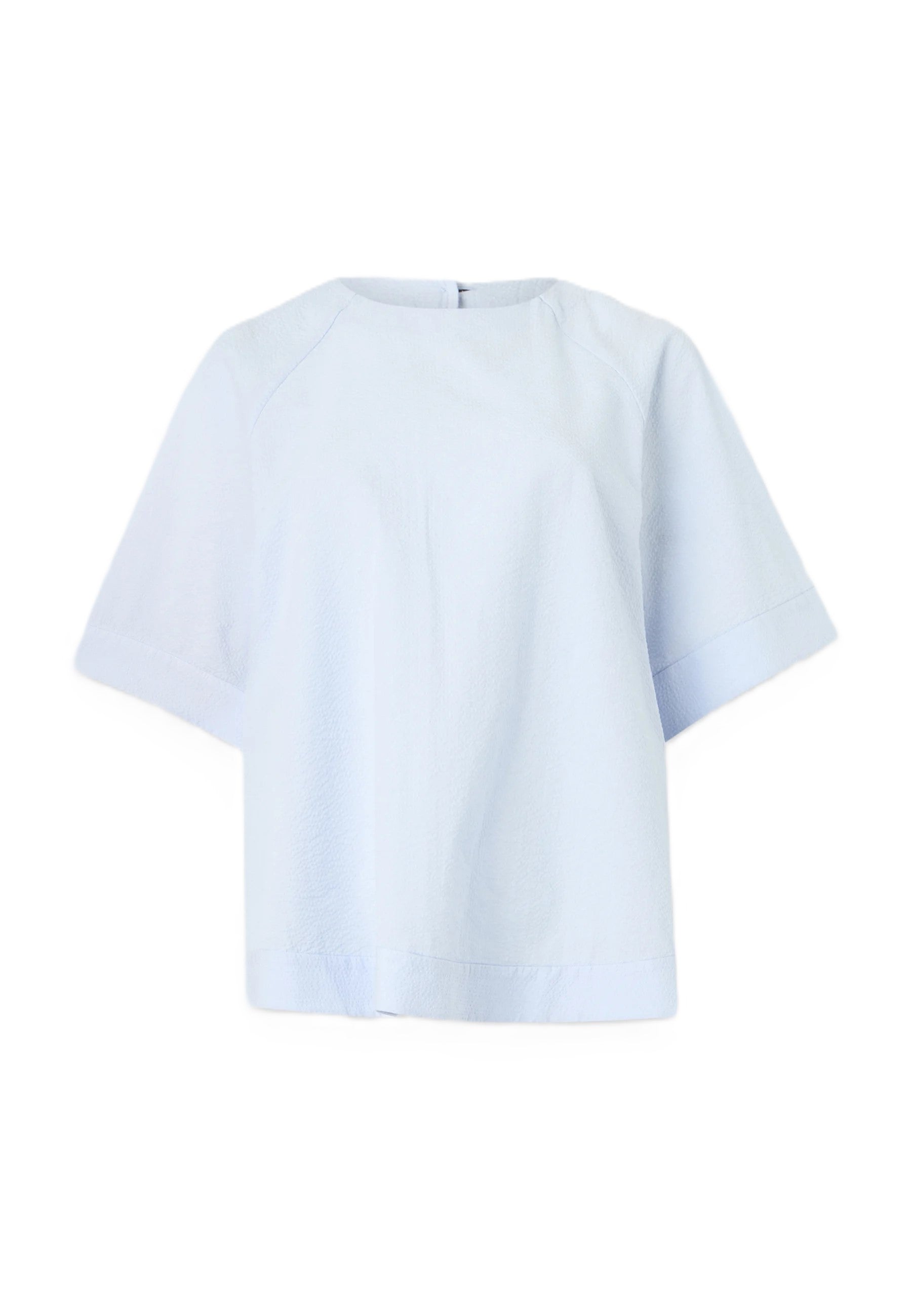 Boxy Short-Sleeved Top with Textured Fabric