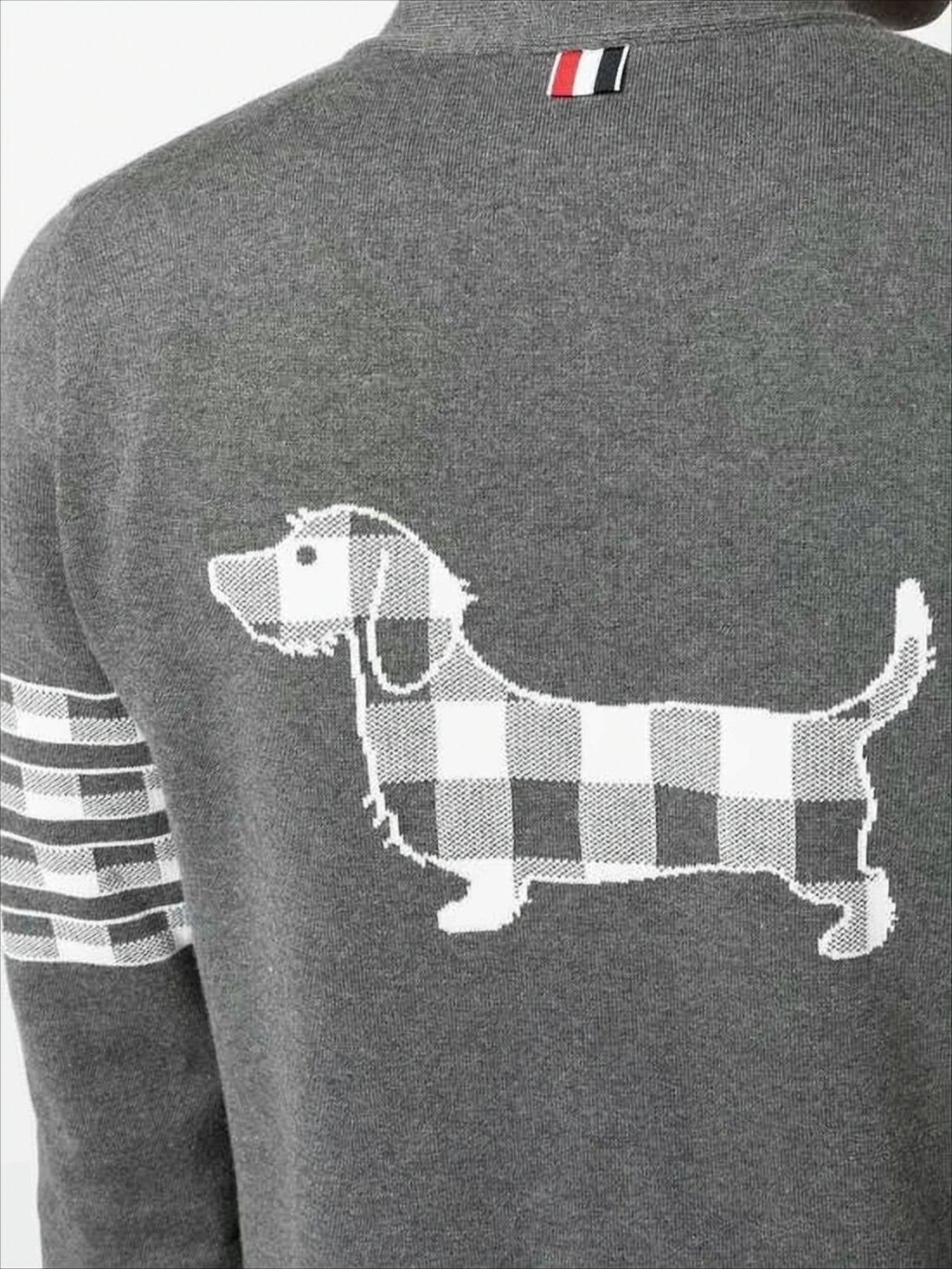 Classic V-Neck Cardigan with Dachshund Graphic